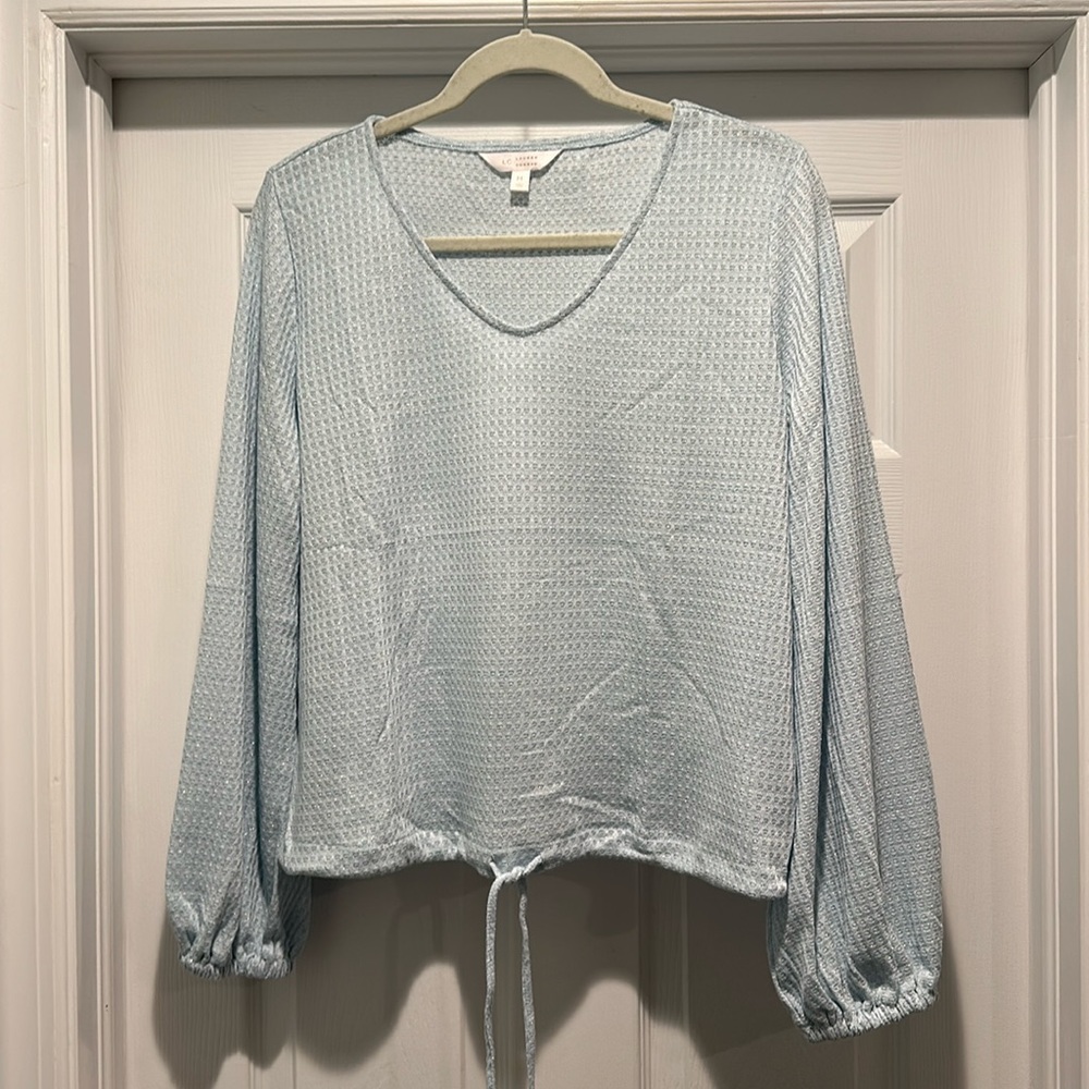Lauren Conrad metallic light blue women’s top - size M